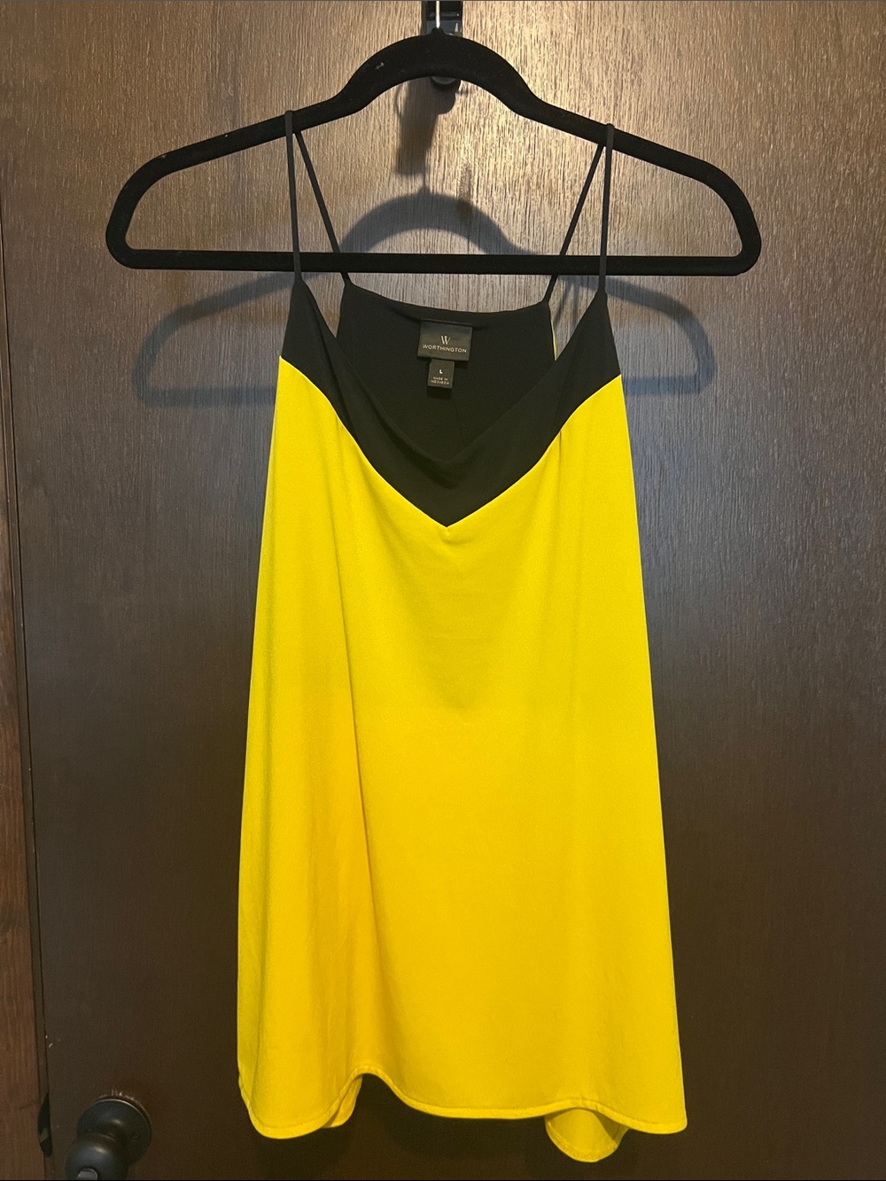 Worthington Yellow with Black Yoke V-Neck Camisole